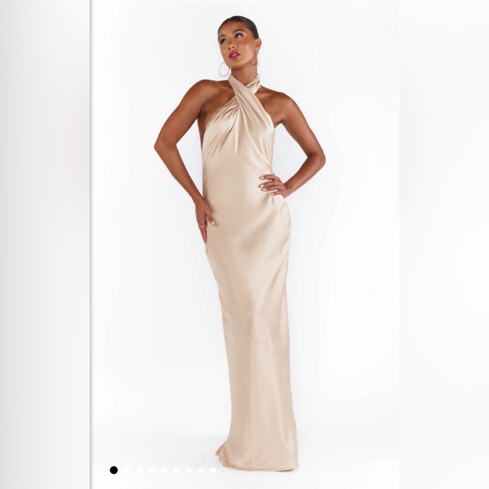 Show me your mumu jasmine halter maxi champagne